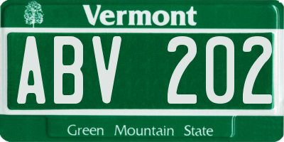 VT license plate ABV202