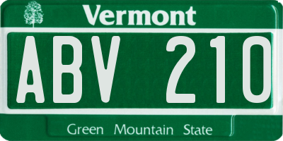 VT license plate ABV210