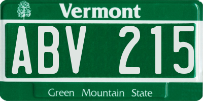 VT license plate ABV215