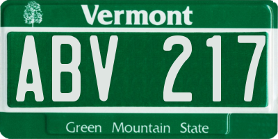 VT license plate ABV217