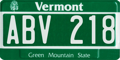 VT license plate ABV218