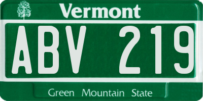VT license plate ABV219