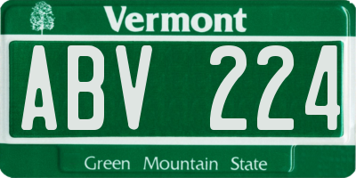 VT license plate ABV224