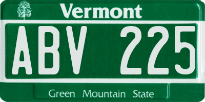 VT license plate ABV225