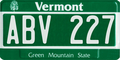 VT license plate ABV227