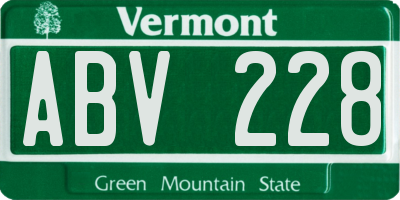 VT license plate ABV228