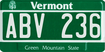 VT license plate ABV236
