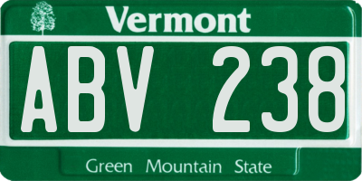 VT license plate ABV238