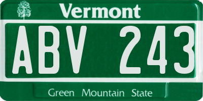 VT license plate ABV243