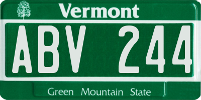 VT license plate ABV244