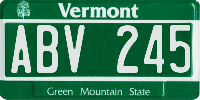 VT license plate ABV245