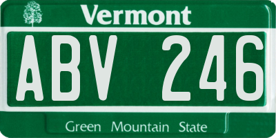 VT license plate ABV246