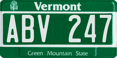 VT license plate ABV247