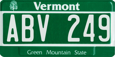 VT license plate ABV249