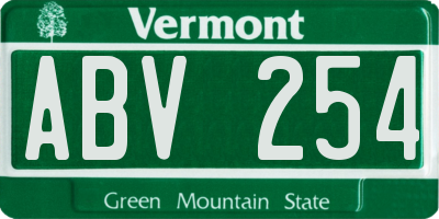 VT license plate ABV254