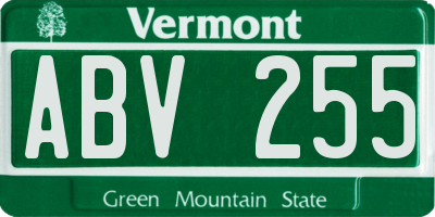 VT license plate ABV255