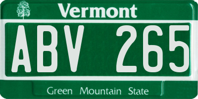 VT license plate ABV265