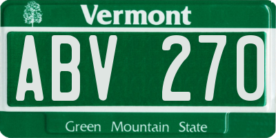 VT license plate ABV270