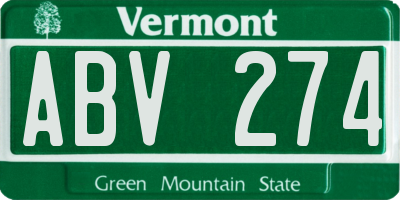 VT license plate ABV274