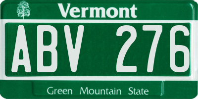 VT license plate ABV276