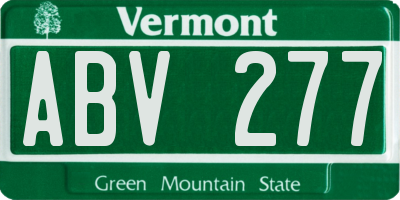 VT license plate ABV277
