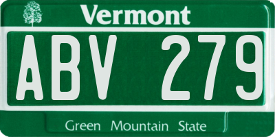 VT license plate ABV279