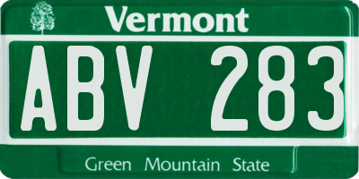 VT license plate ABV283
