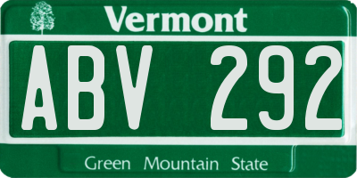 VT license plate ABV292