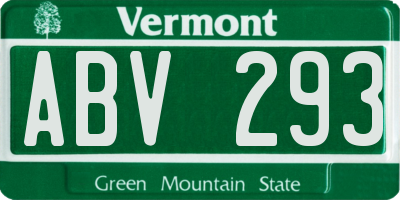 VT license plate ABV293