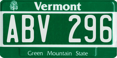 VT license plate ABV296