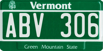 VT license plate ABV306