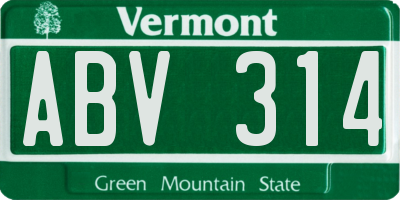 VT license plate ABV314