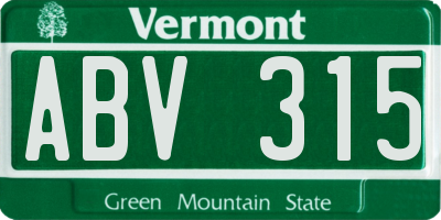 VT license plate ABV315