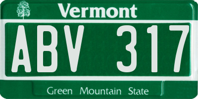 VT license plate ABV317