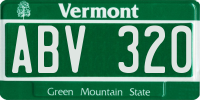 VT license plate ABV320