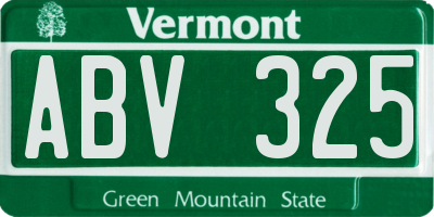 VT license plate ABV325