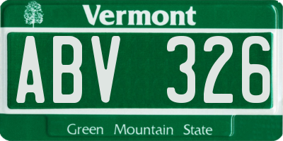 VT license plate ABV326