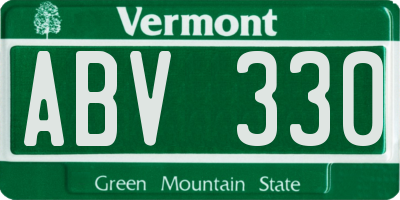 VT license plate ABV330