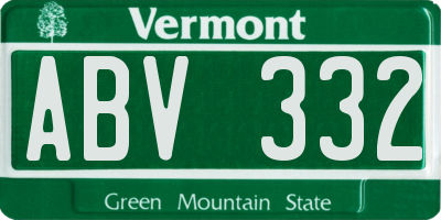 VT license plate ABV332