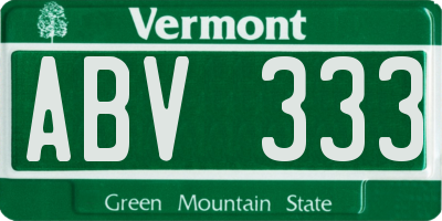 VT license plate ABV333