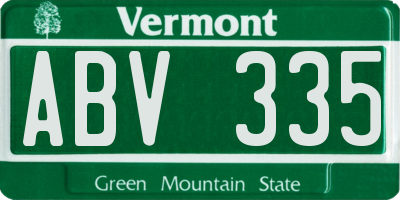 VT license plate ABV335