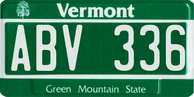 VT license plate ABV336