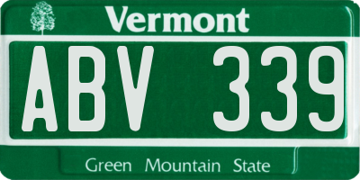 VT license plate ABV339