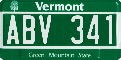 VT license plate ABV341