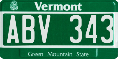 VT license plate ABV343