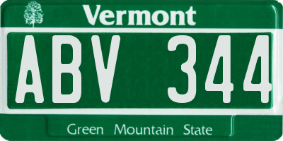 VT license plate ABV344