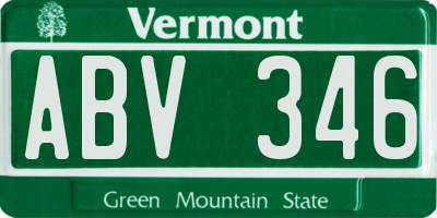 VT license plate ABV346