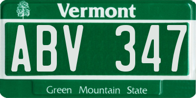 VT license plate ABV347