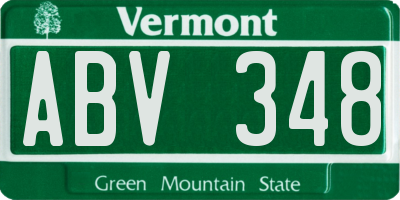 VT license plate ABV348