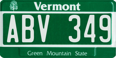 VT license plate ABV349